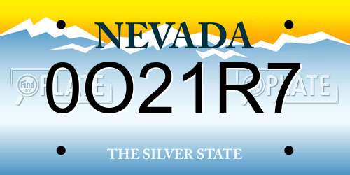0O21R7 Nevada License Plate