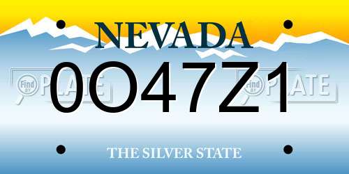 0O47Z1 Nevada License Plate