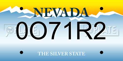 0O71R2 Nevada License Plate