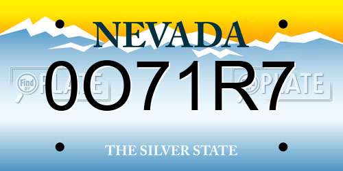 0O71R7 Nevada License Plate
