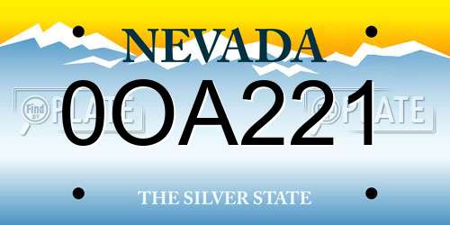 0OA221 Nevada License Plate