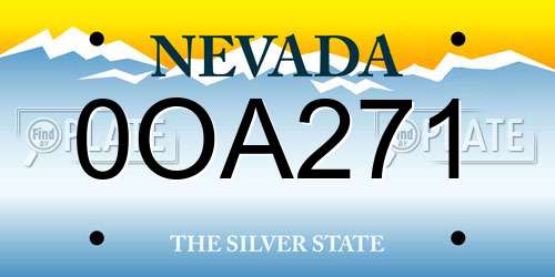 0OA271 Nevada License Plate