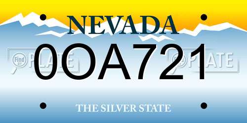 0OA721 Nevada License Plate