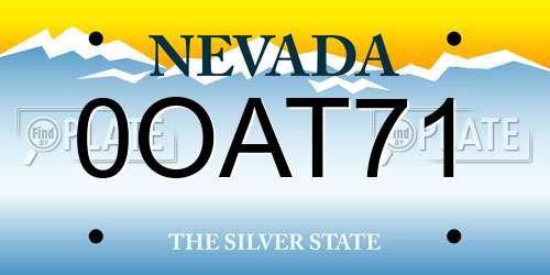 0OAT71 Nevada License Plate