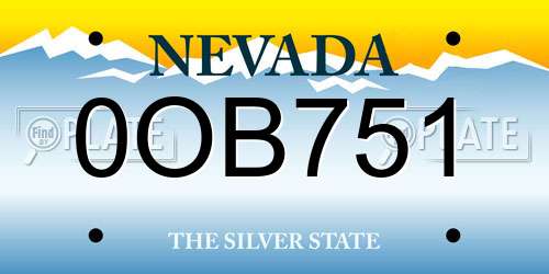 0OB751 Nevada License Plate