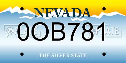 0OB781 Nevada License Plate