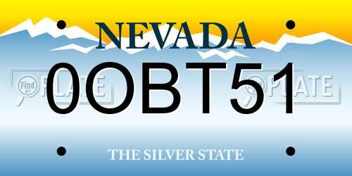 0OBT51 Nevada License Plate