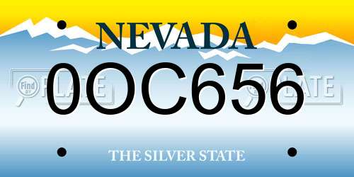 0OC656 Nevada License Plate