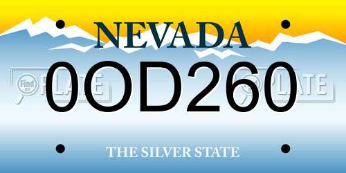 0OD260 Nevada License Plate