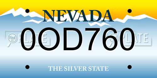 0OD760 Nevada License Plate