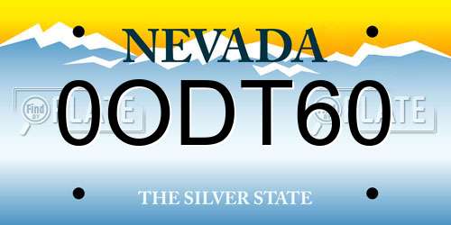 0ODT60 Nevada License Plate