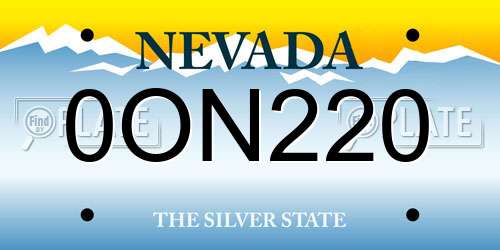 0ON220 Nevada License Plate