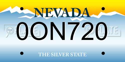 0ON720 Nevada License Plate