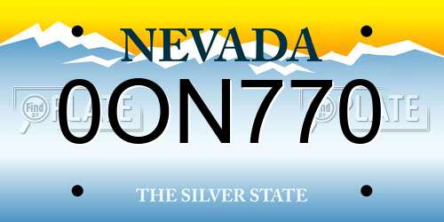 0ON770 Nevada License Plate