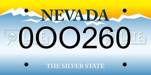 0OO260 Nevada License Plate