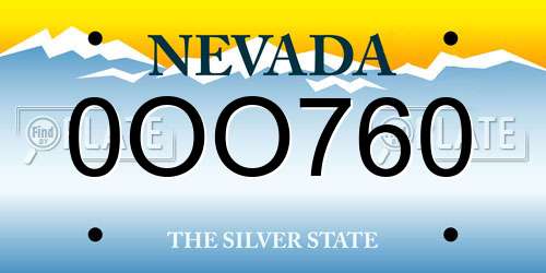 0OO760 Nevada License Plate