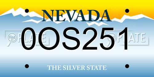0OS251 Nevada License Plate