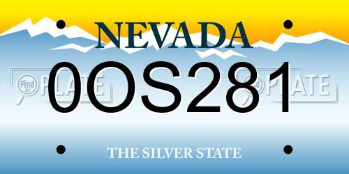 0OS281 Nevada License Plate