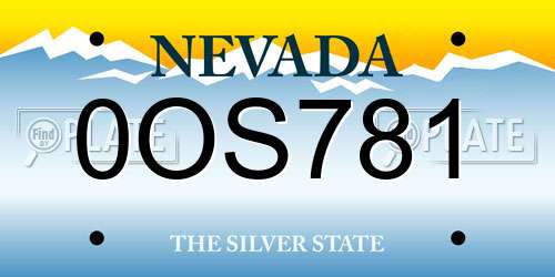 0OS781 Nevada License Plate