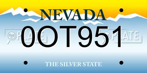 0OT951 Nevada License Plate