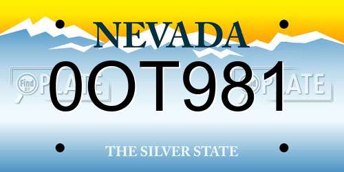 0OT981 Nevada License Plate