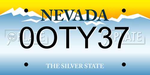 0OTY37 Nevada License Plate