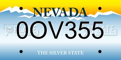0OV355 Nevada License Plate