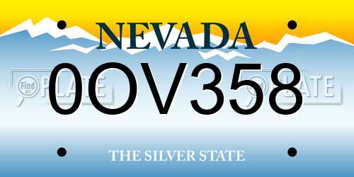 0OV358 Nevada License Plate