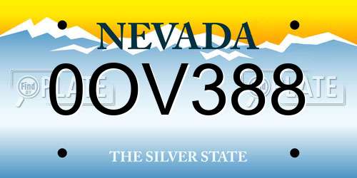 0OV388 Nevada License Plate