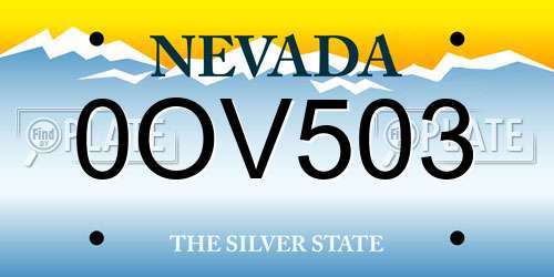 0OV503 Nevada License Plate
