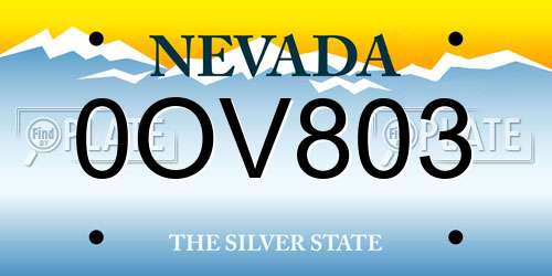 0OV803 Nevada License Plate