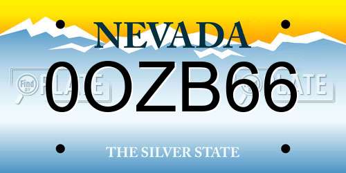 0OZB66 Nevada License Plate