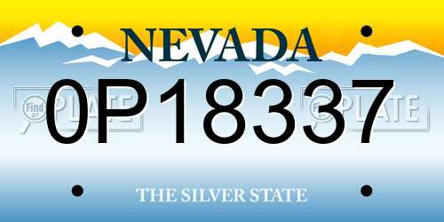 0P18337 Nevada License Plate