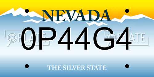 0P44G4 Nevada License Plate