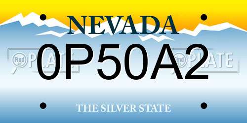 0P50A2 Nevada License Plate
