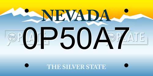 0P50A7 Nevada License Plate