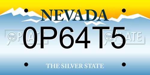 0P64T5 Nevada License Plate