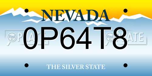 0P64T8 Nevada License Plate