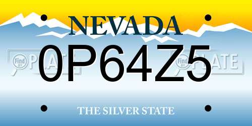 0P64Z5 Nevada License Plate