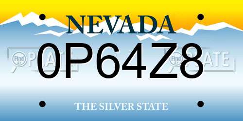 0P64Z8 Nevada License Plate