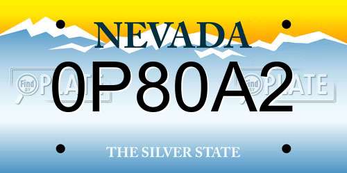0P80A2 Nevada License Plate