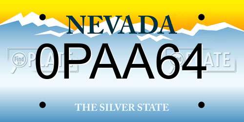 0PAA64 Nevada License Plate