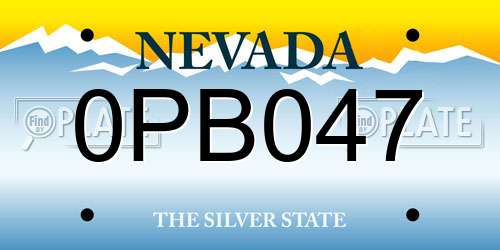 0PB047 Nevada License Plate