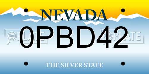 0PBD42 Nevada License Plate