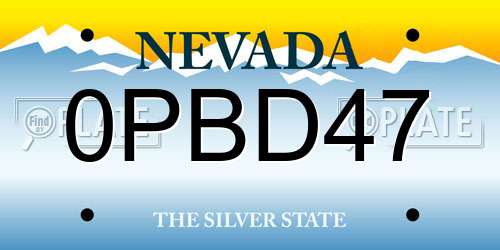 0PBD47 Nevada License Plate