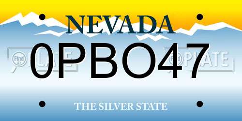 0PBO47 Nevada License Plate