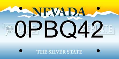 0PBQ42 Nevada License Plate