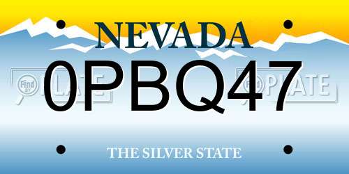 0PBQ47 Nevada License Plate