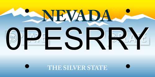 0PESRRY Nevada License Plate