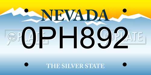0PH892 Nevada License Plate